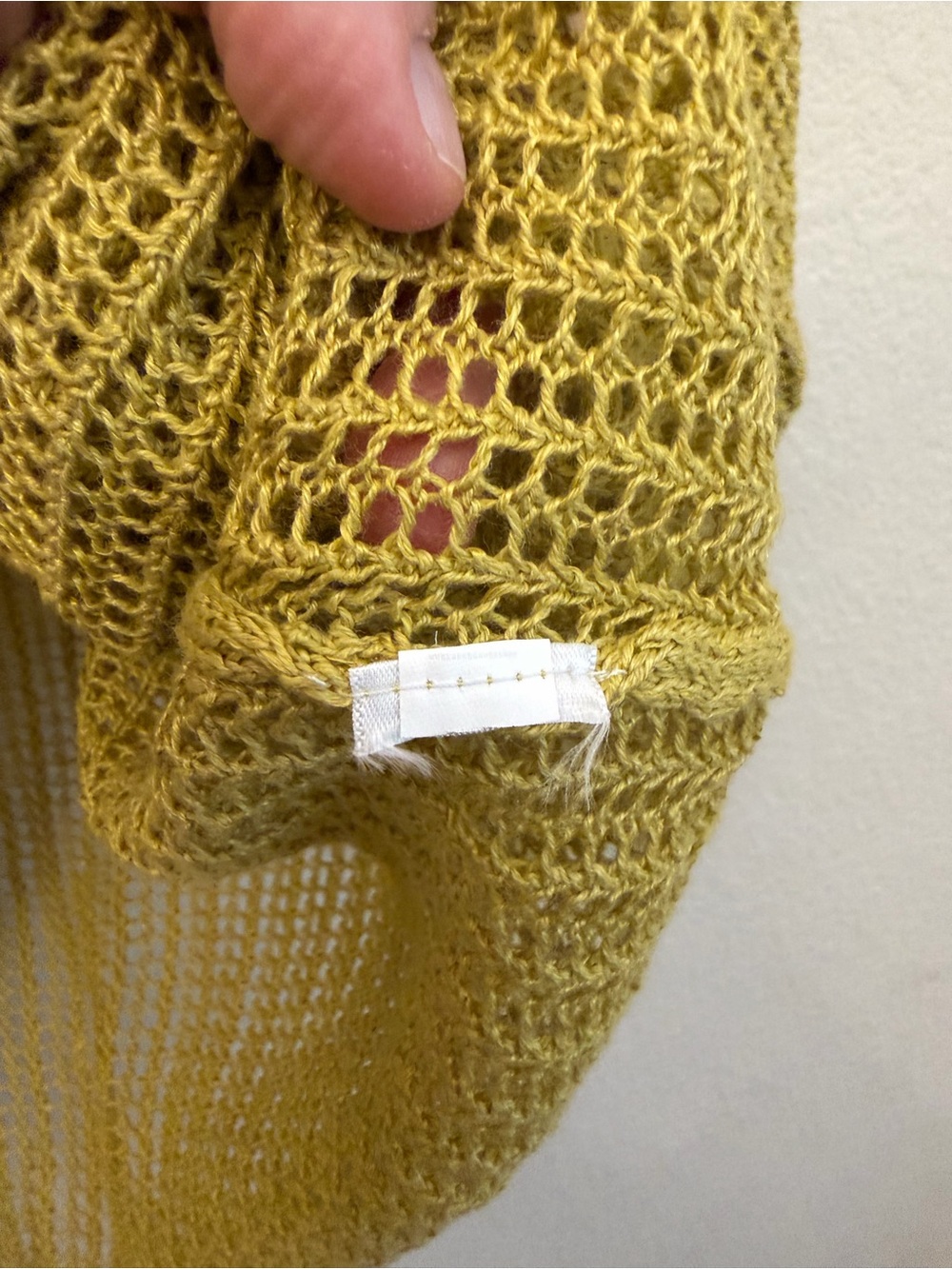 Eileen Fisher Mustard Open-Knit Raglan Boxy Sweater PL - Picture 6 of 9